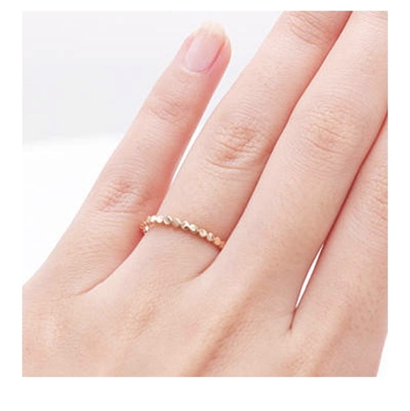 Dainty 14k Gold Beehive Band Ring - Picture 9 of 14